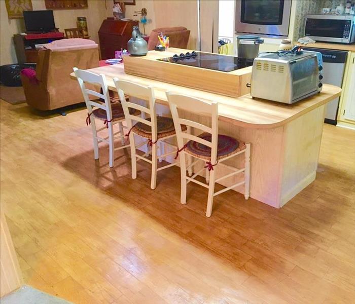 clean kitchen floor with island